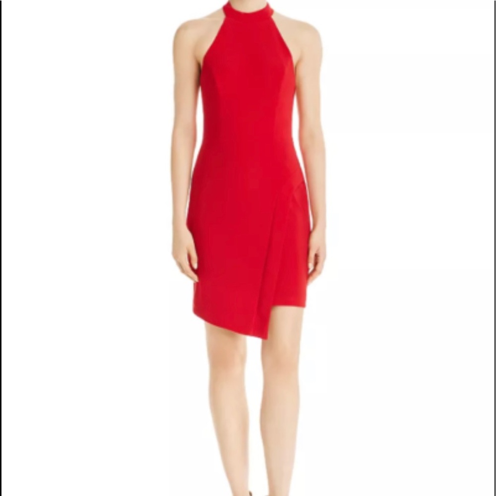 Aqua Asymmetric Halter Dress